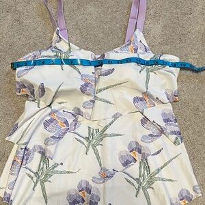 Womens Tankini Purple Floral XL Bathing Suit Top